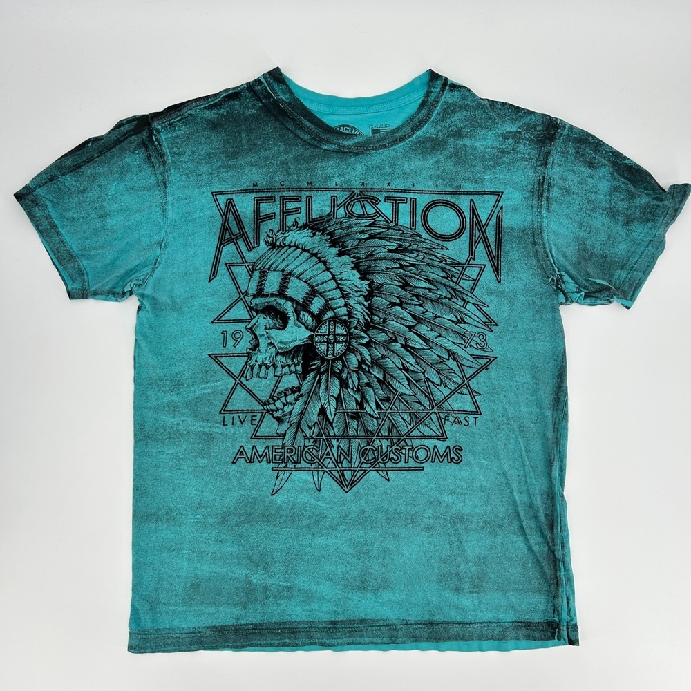 Affliction Velvet Burnout Indian Chief T-Shirt Mens XL Alternative Edgy Biker